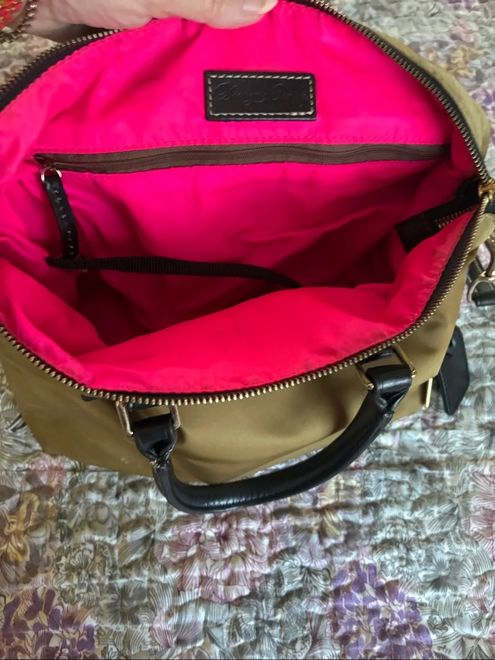 Olive Green Messenger Bag with Black Trim and Adjustable Strap